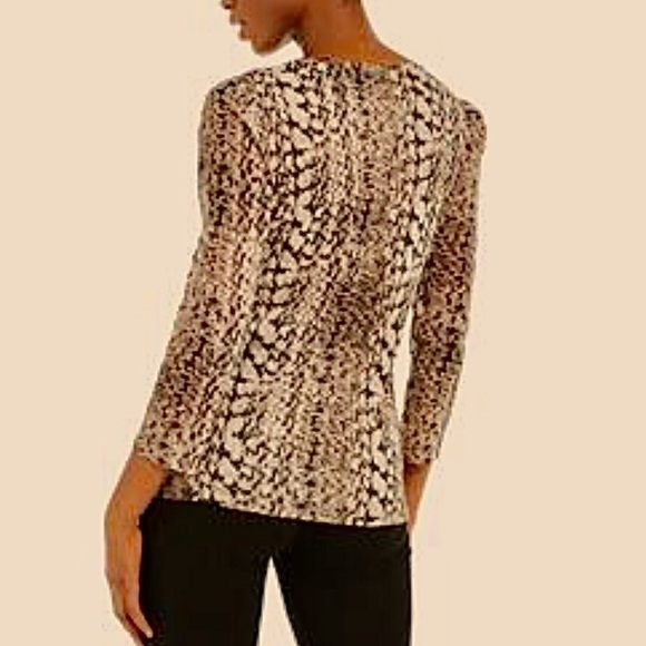 INC Snakeskin Animal Print Mesh Blouse. 3/4 sleeve  stretchy pullover top 12P - Picture 9 of 9